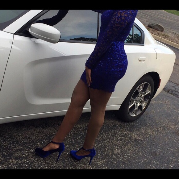 Velvet Trios Cobalt Blue Strap Heels - Picture 3 of 4